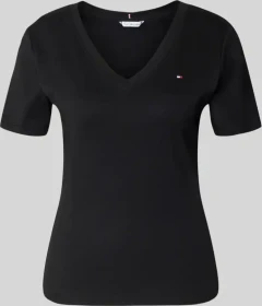 Tommy Hilfiger V-Neck Slim Fit T-Shirt kurzarm schwarz (Damen)