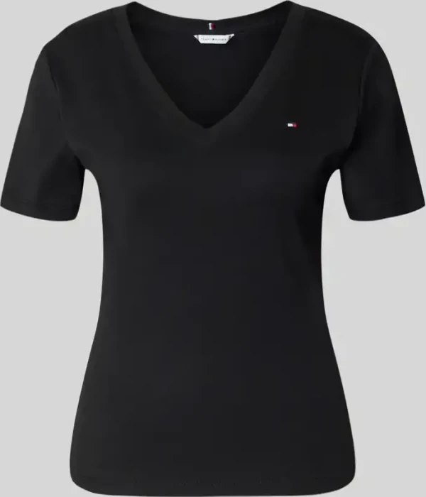 Tommy Hilfiger V-Neck Slim Fit T-Shirt kurzarm schwarz (Damen)
