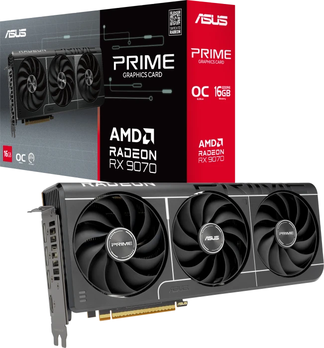 ASUS Prime Radeon RX 9070 OC EVO, PRIME-RX9070-O16G-EVO, 16GB GDDR6, HDMI, 3x DP