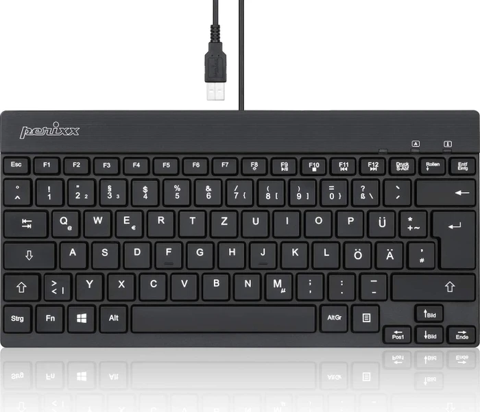 Perixx Periboard-326 Mini, LEDs weiß, schwarz, USB, DE