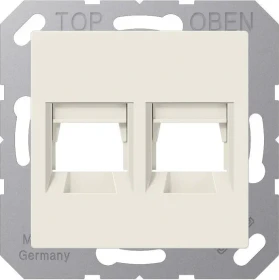 Jung Abdeckung (gerastet) für Modular-Jack-Steckbuchsen, 2fach, UMA-CAT6A, RADIALL, Panduit, Assmann, Thermoplast, Serie AS, weiß ivory