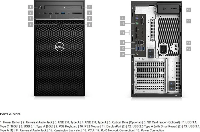 Dell Precision 3630 Tower, Core i7-8700K, 16GB RAM, 512GB SSD, 1TB HDD, Quadro P2000