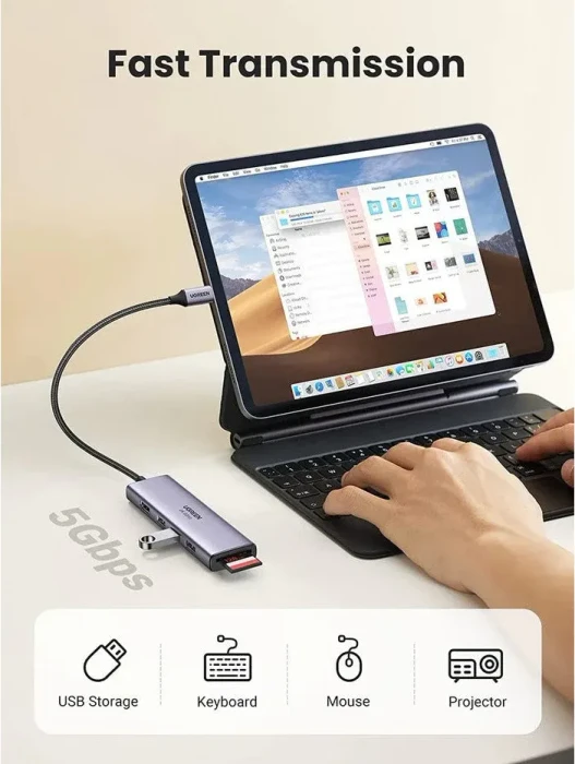 Ugreen CM511 USB-C Hub 6 in 1 , USB-C 3.0 [Stecker]