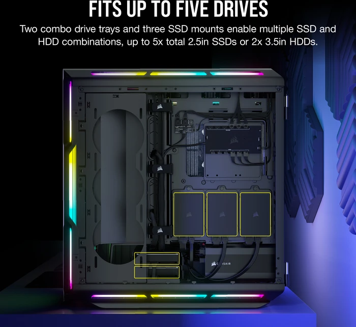 Corsair iCue 5000T RGB TG, schwarz, Glasfenster