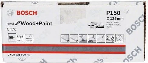 Bosch Professional C470 Best for Wood and Paint Schleifblatt K150, 125mm, 50 Stück