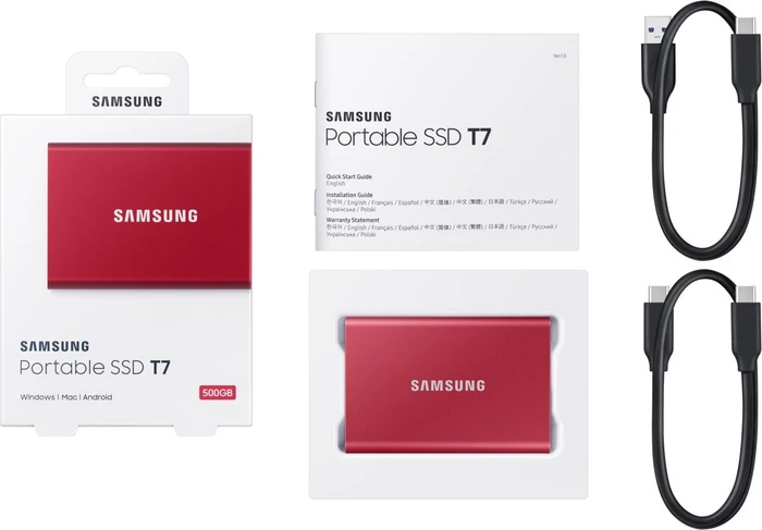Samsung Portable SSD T7, rot, 500GB, USB-C 3.1
