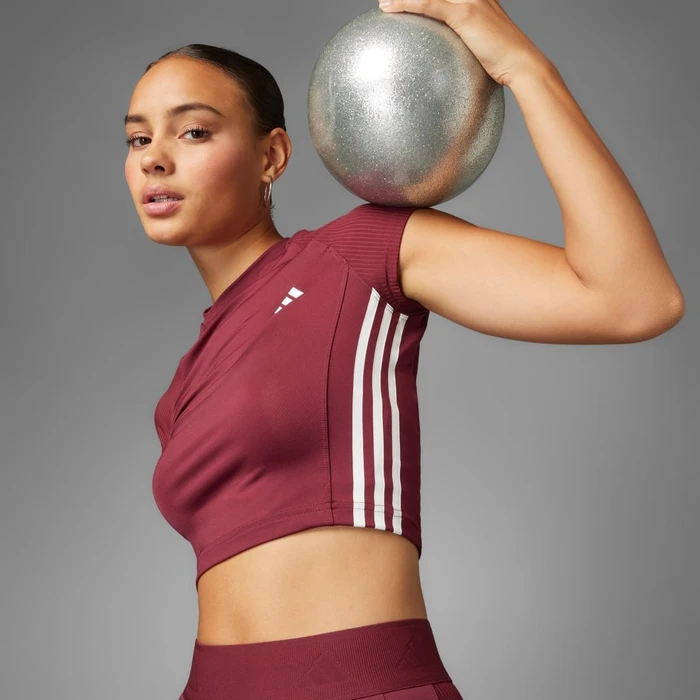 adidas Hyperglam Rib Funktionsshirt kurzarm shadow red (Damen)