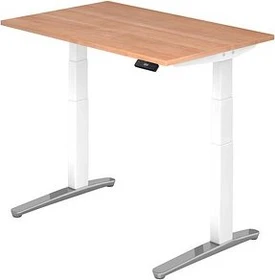 Hammerbacher Ergonomic Aktiv XBHM12 elektrisch höhenverstellbarer Sitz-Steh-Schreibtisch 120x80cm Nussbaum/weiß