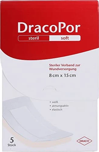 Dr. Ausbüttel DracoPor Soft steriler Wundverband weiß, 8 x 15cm, 5 Stück
