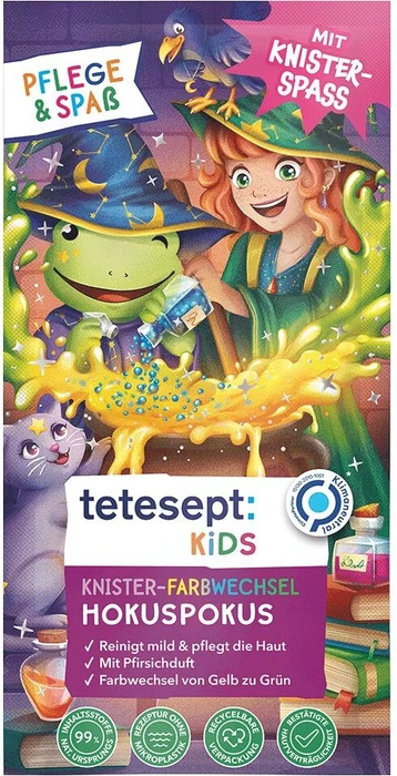 Tetesept Kinder Badespaß Farbwechselbad Hokuspokus Badesalz, 50g