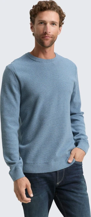 Tom Tailor Bio-Baumwolle Strickpullover faded blue melange (Herren)