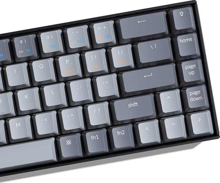 Keychron K6, 65%, LEDs weiß, hot-swap, schwarz/grau, Gateron RED, USB/Bluetooth, US