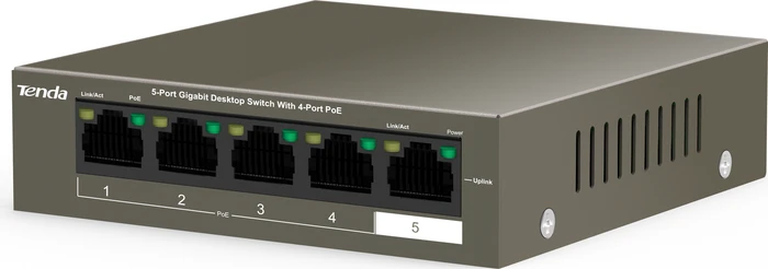 Tenda TEG1100 Desktop Gigabit Switch, 5x RJ-45, 58W PoE+