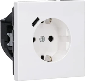 Jung SCHUKO-Steckdose mit USB-Ladegerät Safety+, alpinweiß