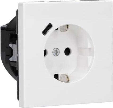 Jung SCHUKO-Steckdose mit USB-Ladegerät Safety+, alpinweiß