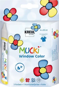 Kreul Mucki Window Color Malfarbe, 4 Farben, 29ml, 4er-Set