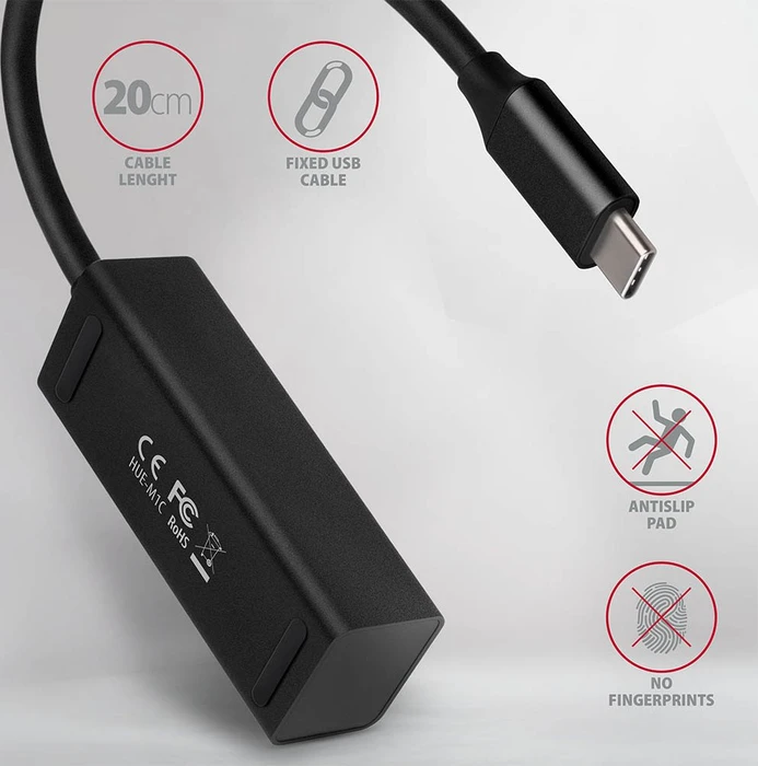 Axagon Mini USB-Hub, 4x USB-A 3.0, USB-C 3.0 [Stecker]