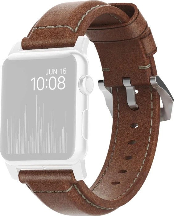 Nomad Traditional Strap Silver Hardware für Apple Watch 42mm/44mm braun