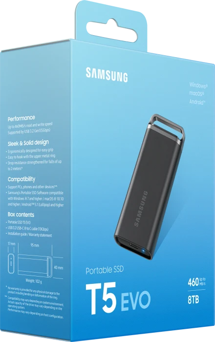Samsung Portable SSD T5 EVO, schwarz, 8TB, USB-C 3.0