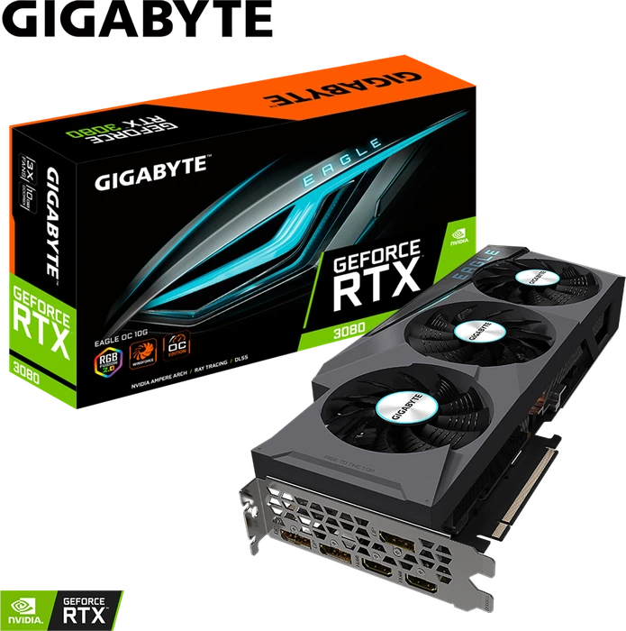 GIGABYTE GeForce RTX 3080 Eagle OC 10G (Rev. 2.0) (LHR), 10GB GDDR6X, 2x HDMI, 3x DP