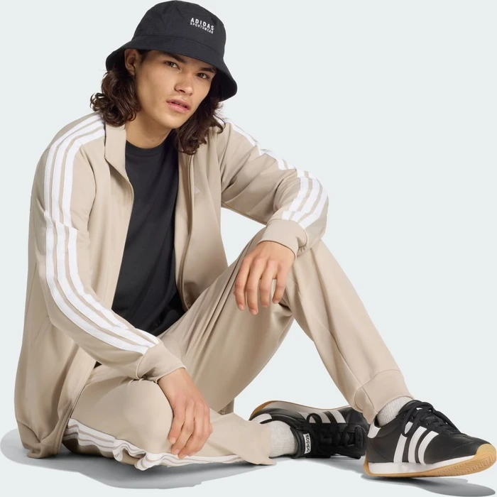 adidas Basic 3-Streifen Tricot Trainingsanzug khaki three/white (Herren)