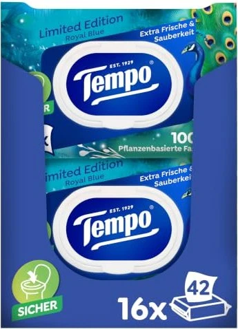 Tempo Tropical Morning Limited Edition feuchte Toilettentücher, 672 Stück (16x 42 Stück)