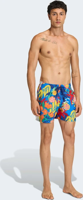 adidas Mexicana Florals 3-Streifen Badeshorts glow blue/white (Herren)
