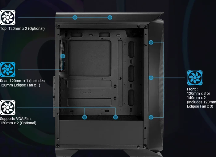 AeroCool Aero One Eclipse, schwarz, Glasfenster