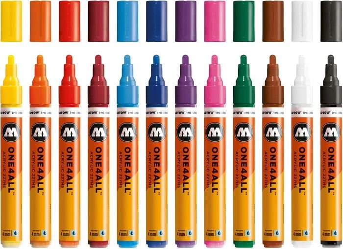 Molotow ONE4ALL 227HS 4mm Acrylmarker Main-Kit 1 sortiert, 12er-Set