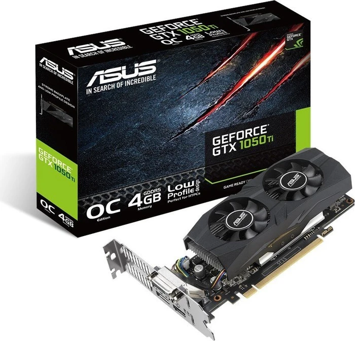 ASUS GeForce GTX 1050 Ti OC LP, GTX1050TI-O4G-LP-BRK, 4GB GDDR5, DVI, HDMI, DP