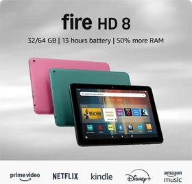 Amazon Fire HD 8 KFRAPWI 2024, mit Werbung, rosa, 32GB, Hibiscus