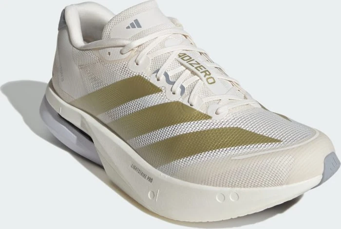 adidas Adizero Boston 13 chalk white/gold metallic/halo silver (Herren)