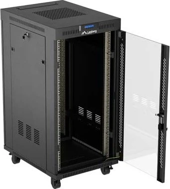Lanberg 19" Rackschrank 24HE, LCD, freistehend, Flat Pack, V2, Gitternetztür, IP20, RAL 9004, 800mm tief