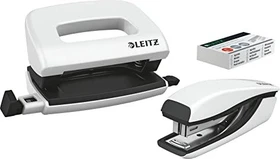 Leitz NeXXt WOW, Mini-Locher und Hefter, weiß/schwarz, Set