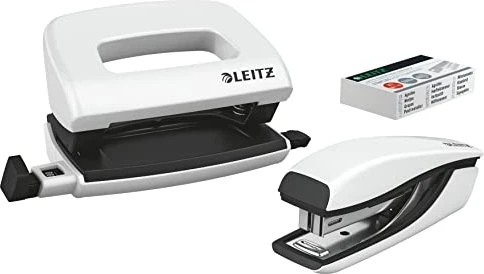 Leitz NeXXt WOW, Mini-Locher und Hefter, weiß/schwarz, Set