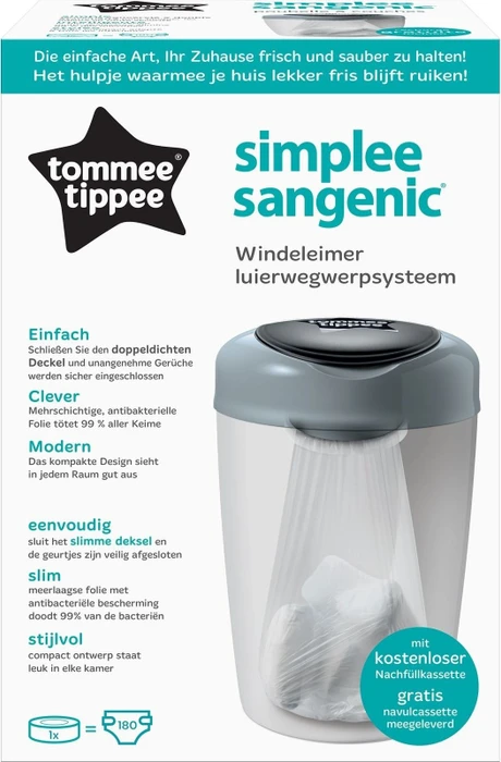 Tommee Tippee Simplee Sangenic Windeleimer weiß/grau