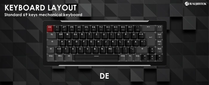Raijintek MGA-68 Magnetic Switch Keyboard, schwarz, LEDs RGB, Hejin Magnetic Yellow, USB, DE