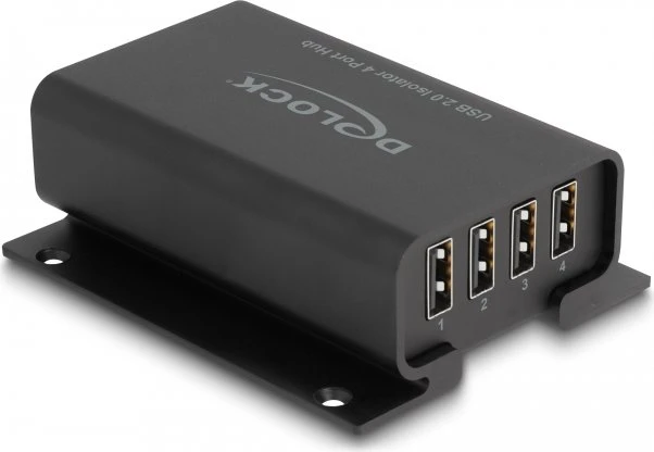 DeLOCK Railmount Isolator USB-Hub, 4x USB-A 2.0, USB-B 2.0 [Buchse]