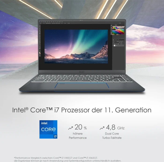 MSI Prestige 14 A11SCS-036DC, Carbon Gray, Core i7-1185G7, 16GB RAM, 1TB SSD, GeForce GTX 1650 Ti Max-Q, DE