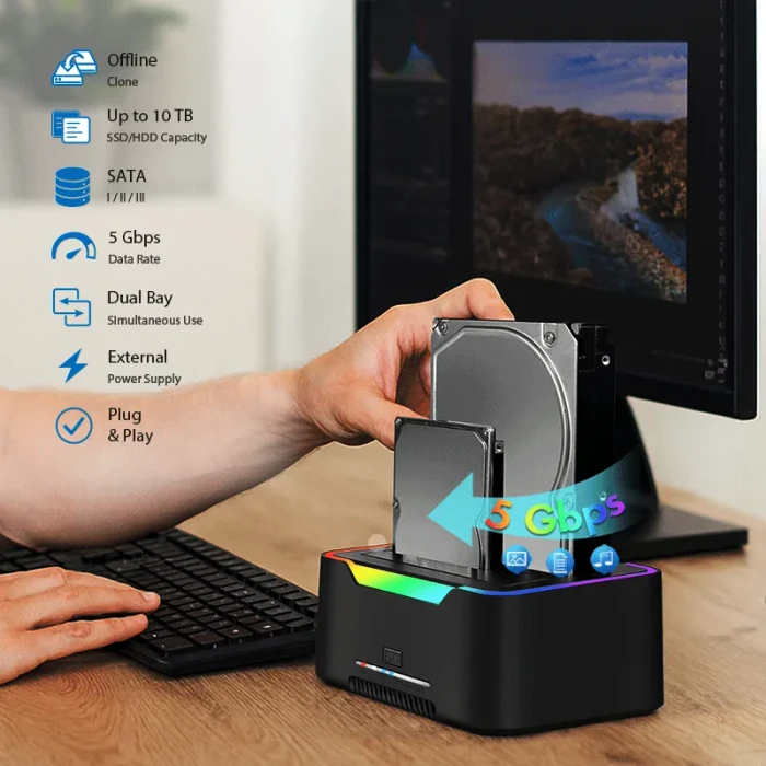 LogiLink Dual Dockingstation, 2.5"/3.5", USB-C 3.0