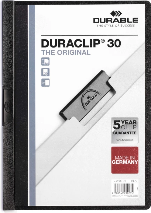 Durable Duraclip 30 Klemmmappe, A4, schwarz/transparent