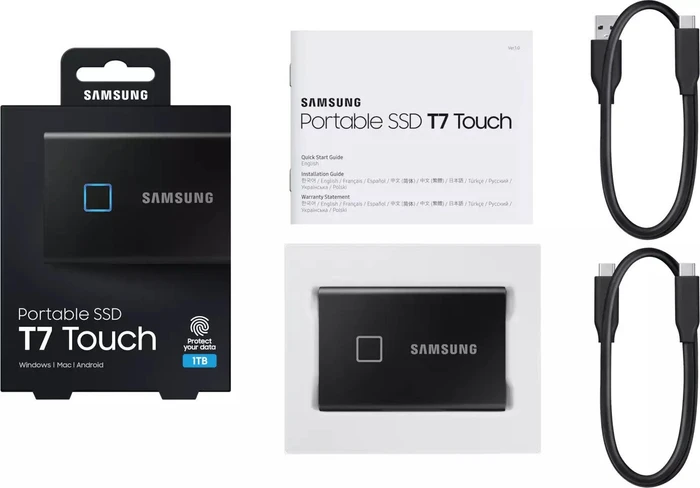 Samsung Portable SSD T7 Touch, Metallic Black, 500GB, USB-C 3.1