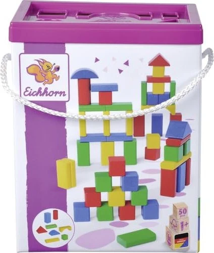 Eichhorn Holzbausteine bunt, 50-tlg.
