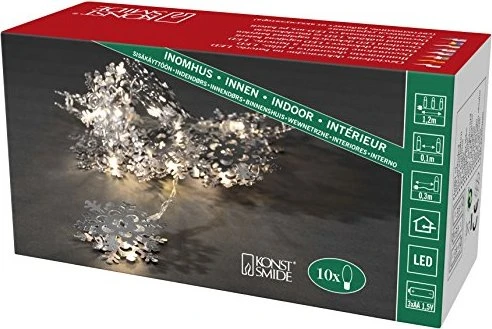 Konstsmide Dekolichterkette Metallschneeflocken silber LED 10x warmweiß