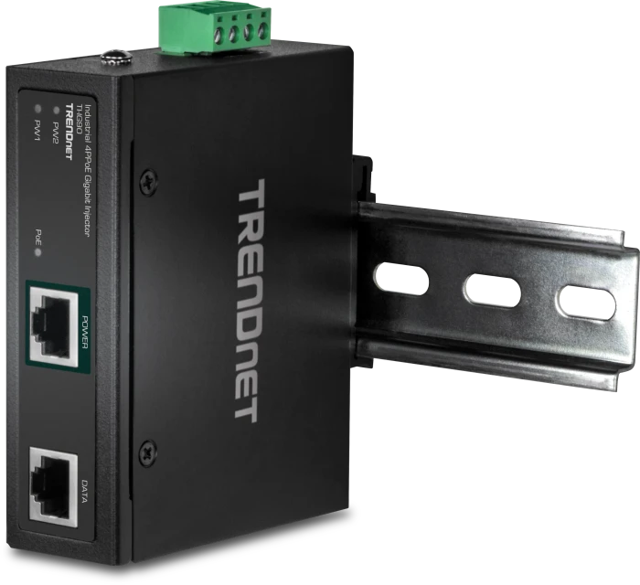 TRENDnet Industrial Railmount Gigabit PoE-Injektor, 2x RJ-45, 90W PoE++