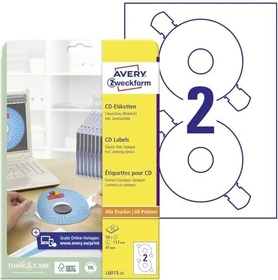Avery-Zweckform CD-Etiketten, 117mm, weiß, matt, 25 Blatt (50 Etiketten)