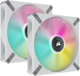 Corsair ML Series iCUE ML140 RGB Elite Dual Fan Kit, weiß, LED-Steuerung, 140mm, 2er-Pack