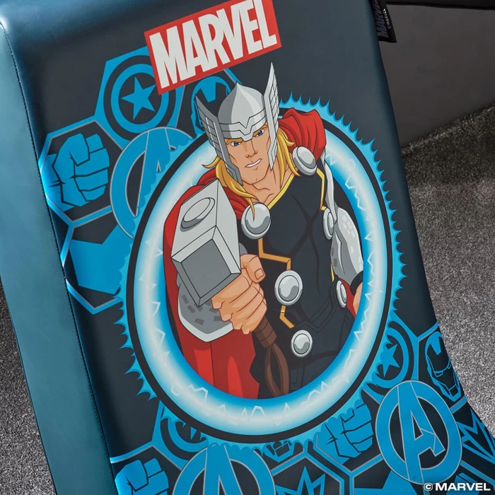 X Rocker Marvel Hero Video Rocker Gaming Bodensessel für Kinder/Jugendliche, Thor dunkelblau
