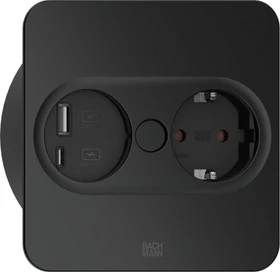 Bachmann Twist 2, 1-fach, 1x USB-Charger A/C, eckig, 2m, schwarz
