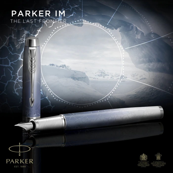 Parker IM Special Edition The Last Frontier Polar grey lacquer/chrome trim, rechte Hand, fein, Geschenkbox